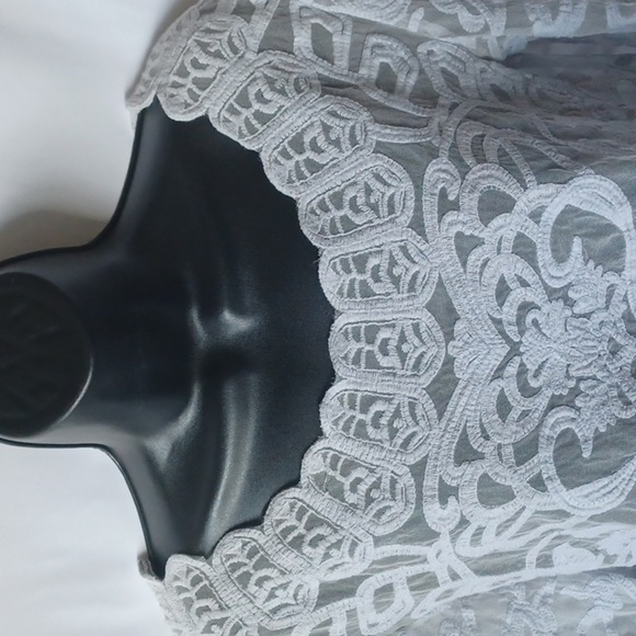 Meadow Rue Anthropologie Lace Ombré Blouse, gray, semi-sheer, SP - Picture 2 of 7